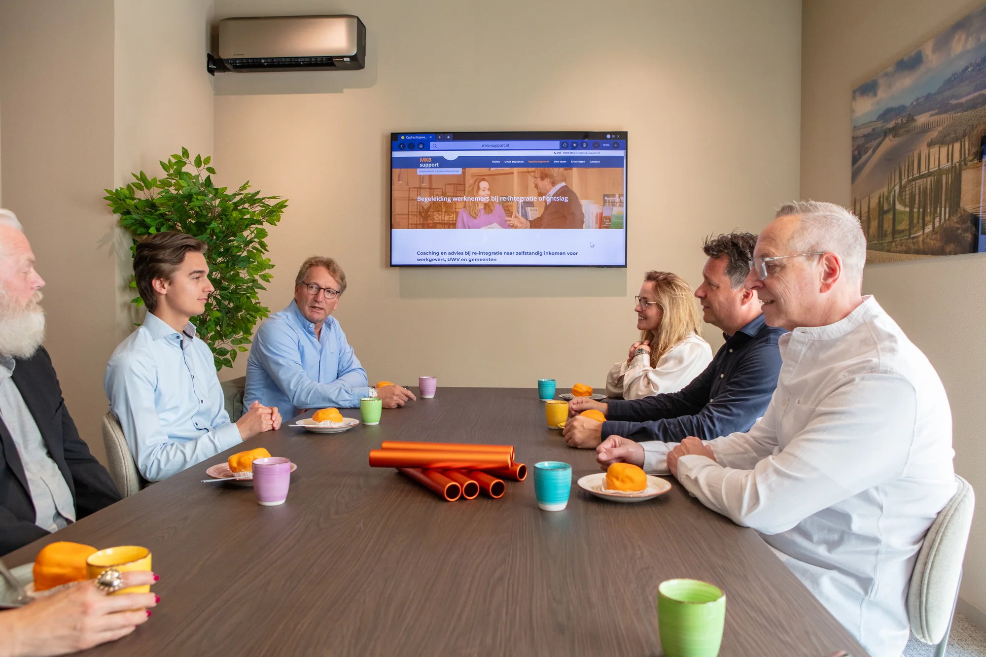 Team van MKB-Support in overleg in de vergaderruimte